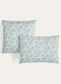 Hot Bouchara TAIE D'OREILLER FLEURIE EN COTON BCI VERT DE GRIS