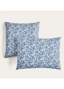 Clearance Bouchara TAIE D'OREILLER FLEURIE EN COTON BCI BLEU