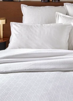 Online Bouchara TAIE D'OREILLER JACQUARD UNI MOTIF GÉOMÉTRIQUE LAIT