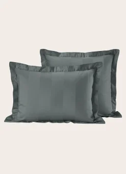 Bouchara TAIE D'OREILLER RAYÉE EN SATIN DE COTON GRIS
