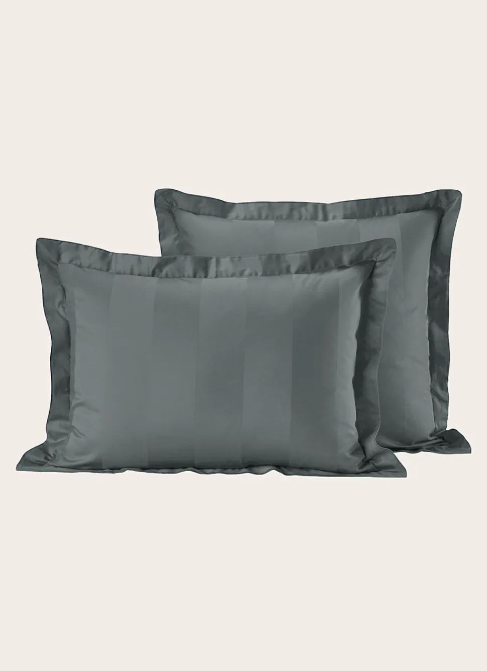 Bouchara TAIE D'OREILLER RAYÉE EN SATIN DE COTON GLACIER