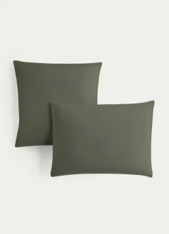 Hot Bouchara TAIE D'OREILLER UNIE EN COTON LAVÉ BIO KAKI