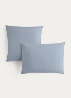 Bouchara TAIE D'OREILLER UNIE EN COTON LAVÉ BIO BLEU
