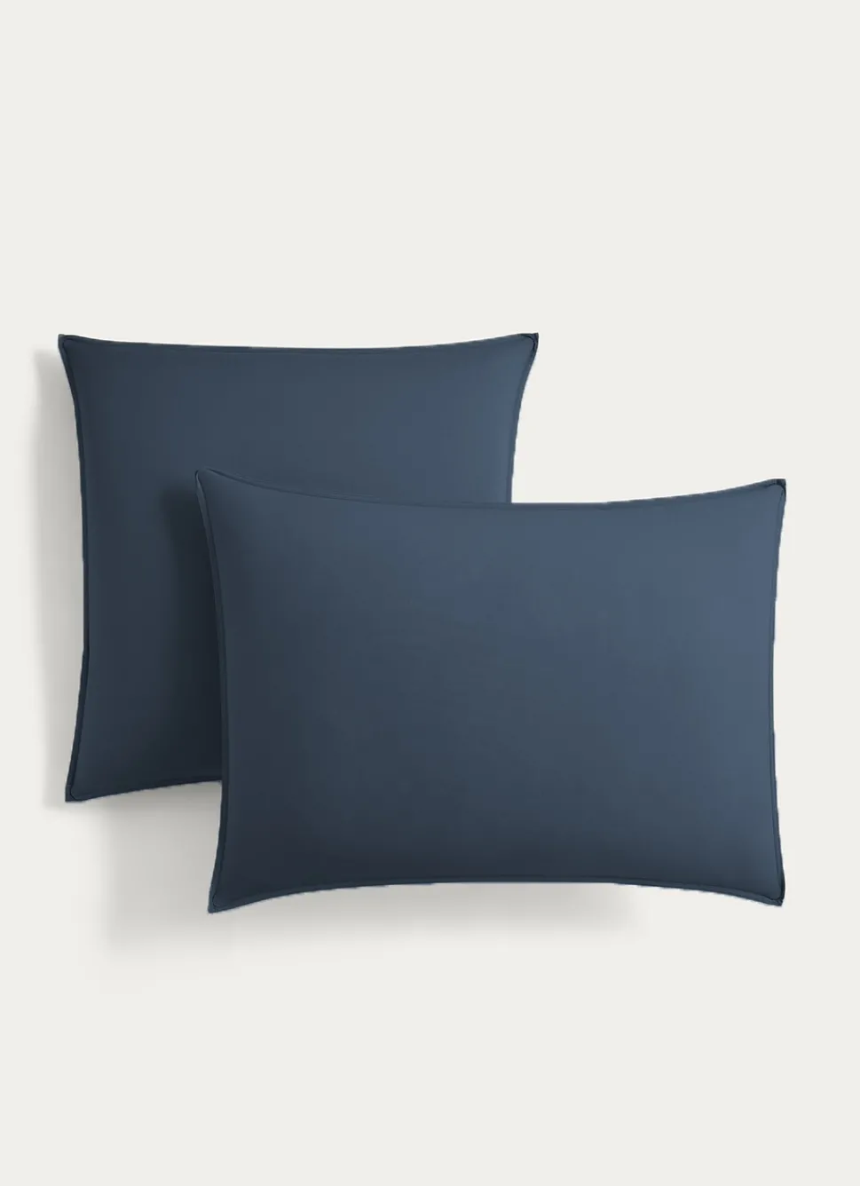 Sale Bouchara TAIE D'OREILLER UNIE EN COTON LAVÉ BIO Bleu ORAGE