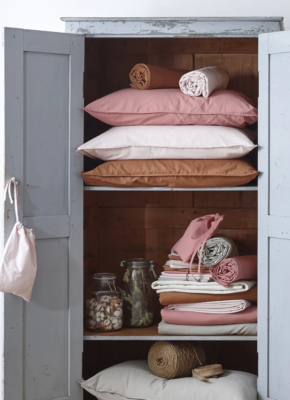 Best Bouchara TAIE D'OREILLER UNIE EN COTON LAVÉ BIO ROSE