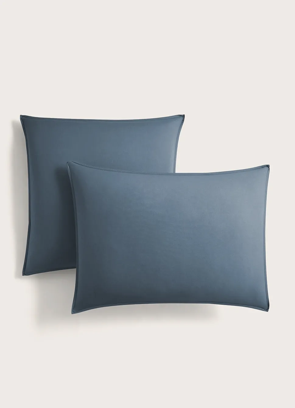 Discount Bouchara TAIE D'OREILLER UNIE EN COTON LAVÉ BIO GRIS BLEU