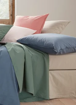 Discount Bouchara TAIE D'OREILLER UNIE EN COTON LAVÉ BIO GRIS BLEU