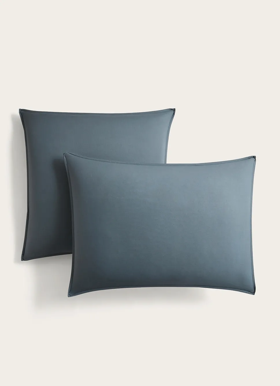 Discount Bouchara TAIE D'OREILLER UNIE EN COTON LAVÉ BIO GRIS BLEU