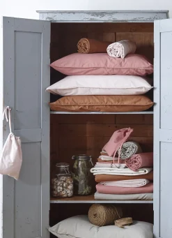 Clearance Bouchara TAIE D'OREILLER UNIE EN COTON LAVÉ BIO ROSE PÂLE