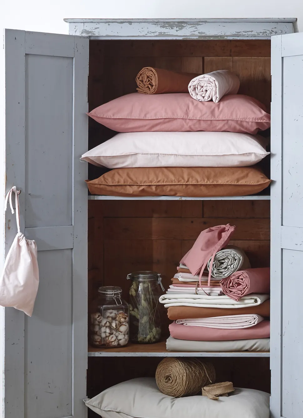 Clearance Bouchara TAIE D'OREILLER UNIE EN COTON LAVÉ BIO ROSE PÂLE