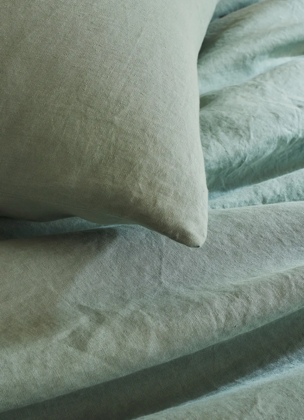 Discount Bouchara TAIE D'OREILLER UNIE EN LIN LAVÉ 165GR SAUGE