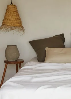 Sale Bouchara TAIE D'OREILLER UNIE EN LIN LAVÉ 165GR KAKI