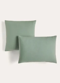 Clearance Bouchara TAIE D'OREILLER UNIE EN LIN LAVÉ 165GR SAUGE