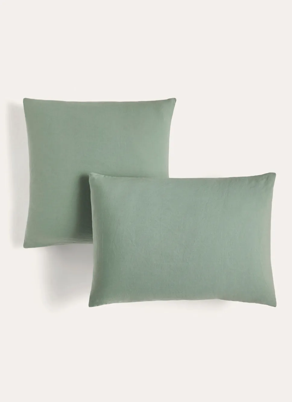 Clearance Bouchara TAIE D'OREILLER UNIE EN LIN LAVÉ 165GR SAUGE