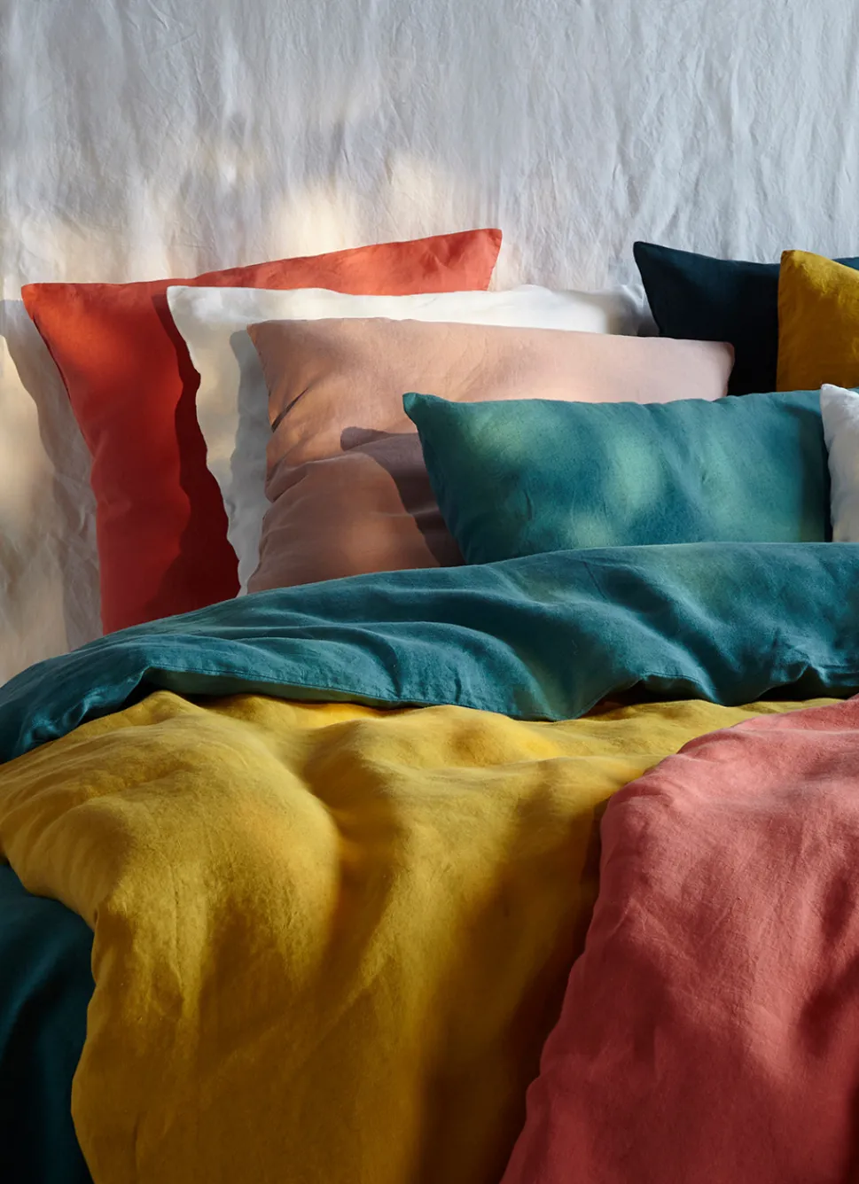 Outlet Bouchara TAIE D'OREILLER UNIE EN LIN LAVÉ 165GR ROSE