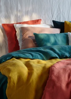 Bouchara TAIE D'OREILLER UNIE EN LIN LAVÉ 165GR ROSE