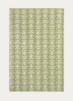 Hot Bouchara TAPIS EN COTON IMPRIMÉ FLORAL VERT ANIS