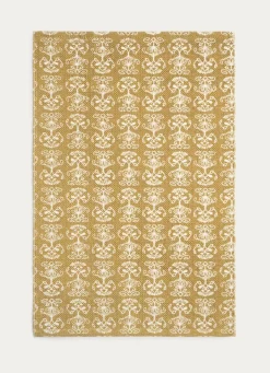 Hot Bouchara TAPIS EN COTON IMPRIMÉ FLORAL OCRE