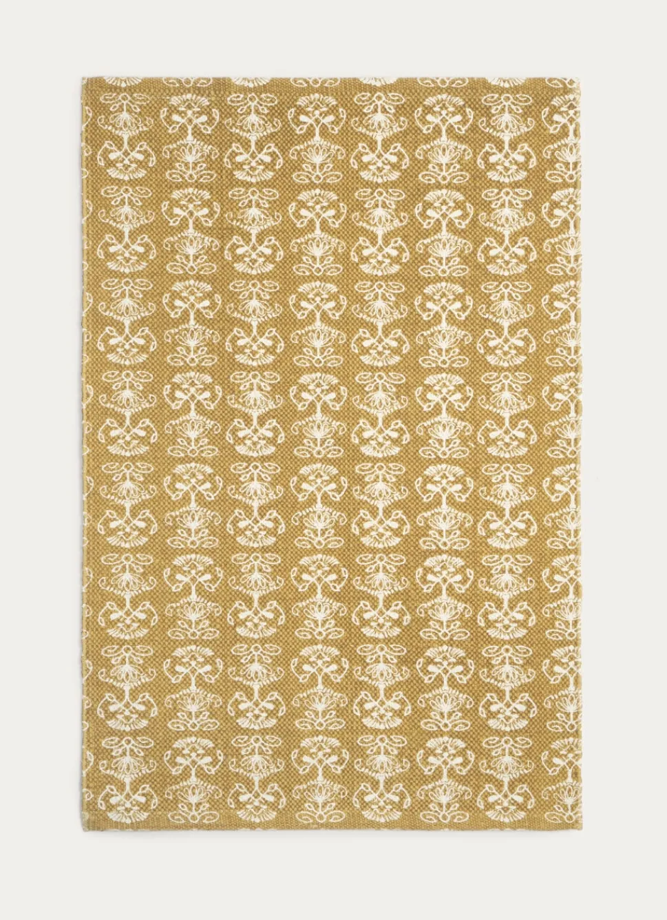 Hot Bouchara TAPIS EN COTON IMPRIMÉ FLORAL OCRE