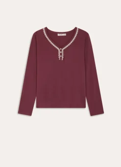 Best Bouchara TEE SHIRT AVEC DENTELLE CAMA VIOLET