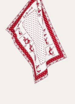 Discount Bouchara TORCHON EN COTON IMPRIMÉ BIGOUDÈNES rouge