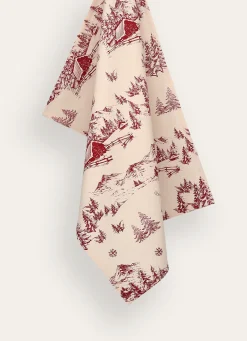 New Bouchara TORCHON EN COTON IMPRIMÉ MONTAGNE NATUREL/ROUGE