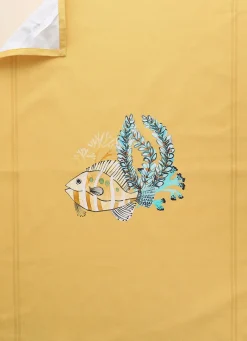 Online Bouchara TORCHON EN COTON IMPRIMÉ POISSONS ET CORAUX OCRE