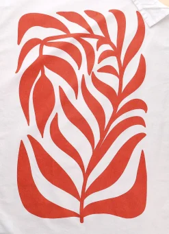Sale Bouchara TORCHON EN COTON IMPRIMÉ VÉGÉTAL CORA PAPRIKA