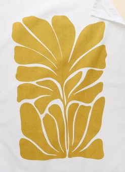 Outlet Bouchara TORCHON EN COTON IMPRIMÉ VÉGÉTAL COMO MOUTARDE