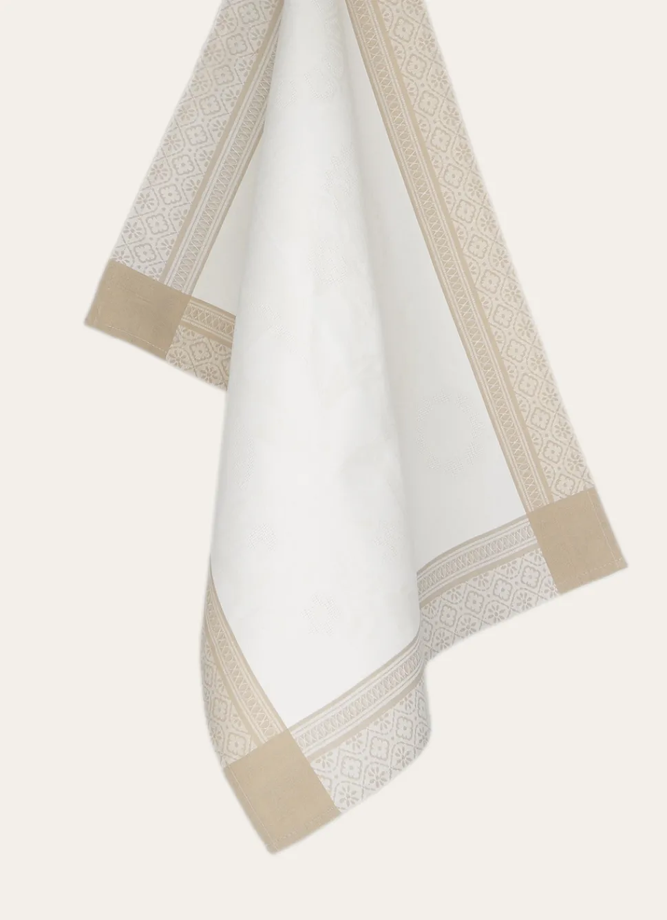 Bouchara TORCHON EN JACQUARD FIL TEINT BLANC/BEIGE