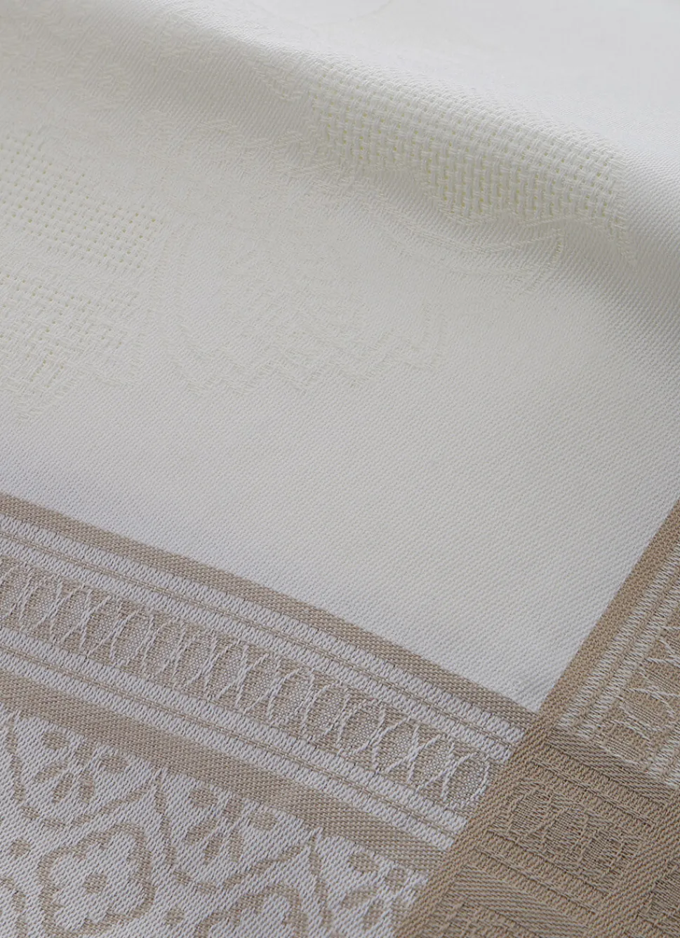 Bouchara TORCHON EN JACQUARD FIL TEINT BLANC/BEIGE