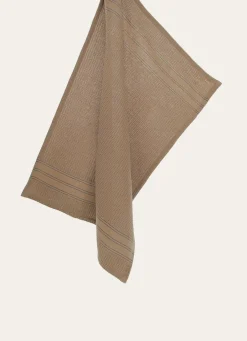 Online Bouchara TORCHON EN NID D’ABEILLE À RAYURES TABAC