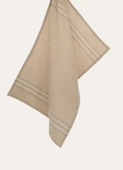 Sale Bouchara TORCHON EN NID D’ABEILLE À RAYURES BEIGE