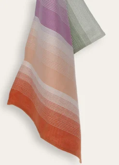 Bouchara TORCHON TISSÉ FIL TEINT RAYÉ CORAIL