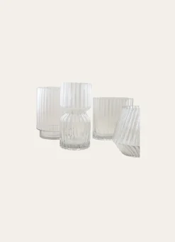 Online Bouchara VASE CYLINDRIQUE EN VERRE STRIÉ TRANSPARENT