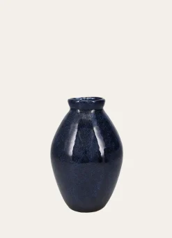 Hot Bouchara VASE EMAILLÉ FORME BOMBE BLEU