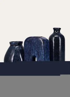 Hot Bouchara VASE EMAILLÉ FORME BOMBE BLEU