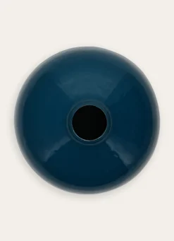 Discount Bouchara VASE EN MÉTAL COLORÉ FINITION ÉMAILLÉE BLEU PÉTROLE