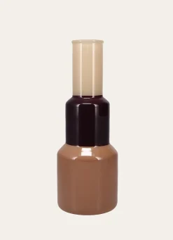 Sale Bouchara VASE EN VERRE AVEC 3 BLOCS DE COULEURS BRUN