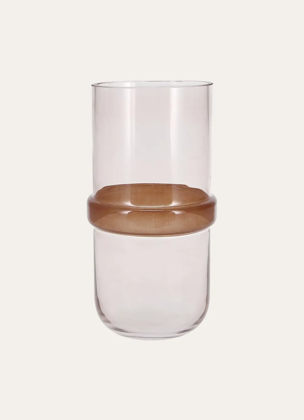 New Bouchara VASE EN VERRE AVEC CERCLE FAIT MAIN BRUN TRANSPARENT