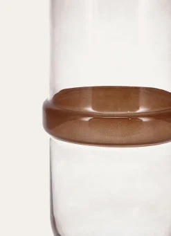 New Bouchara VASE EN VERRE AVEC CERCLE FAIT MAIN BRUN TRANSPARENT