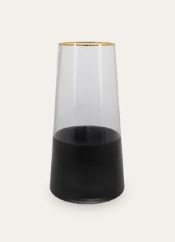 Discount Bouchara VASE EN VERRE BICOLORE AVEC LISERET DORÉ TRANSPARENT/NOIR