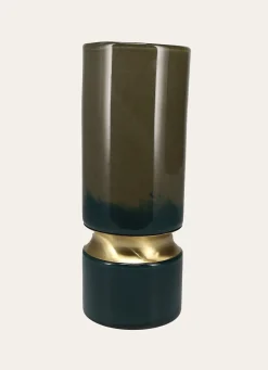 New Bouchara VASE EN VERRE COLORÉ AVEC ANNEAU DORÉ vert