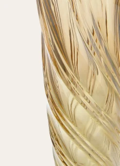 Sale Bouchara VASE EN VERRE ÉPAIS IRISÉ EFFET DRAPÉ AMBRE