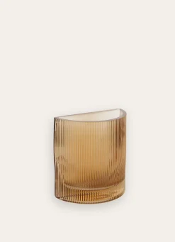 Outlet Bouchara VASE EN VERRE STRIÉ - FORME DEMI-LUNE ROUX