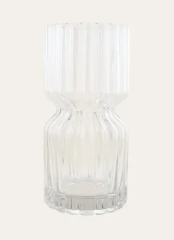 Outlet Bouchara VASE EN VERRE STRIÉ TRANSPARENT