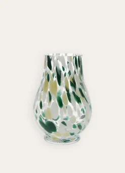 New Bouchara VASE EN VERRE TRANSPARENT TACHETÉ TRANSPARENT VERT BEIGE