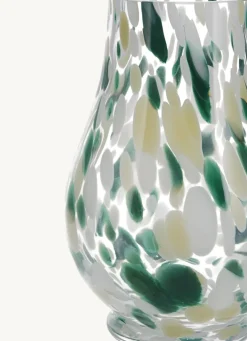 New Bouchara VASE EN VERRE TRANSPARENT TACHETÉ TRANSPARENT VERT BEIGE