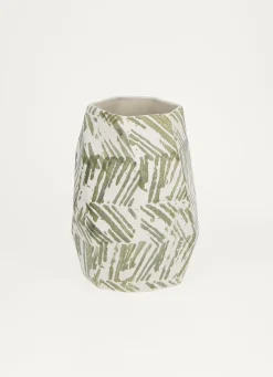 Outlet Bouchara VASE MULTIPLES FACETTES EN FAIENCE BLANC/VERT