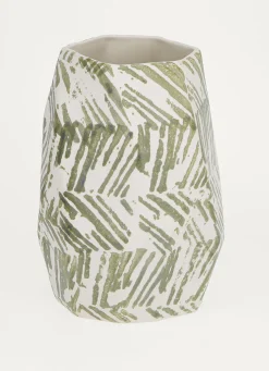 Outlet Bouchara VASE MULTIPLES FACETTES EN FAIENCE BLANC/VERT